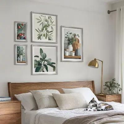 Set of 5 wall art pieces Natural Scandinavian plants