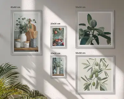 Set of 5 wall art pieces Natural Scandinavian plants