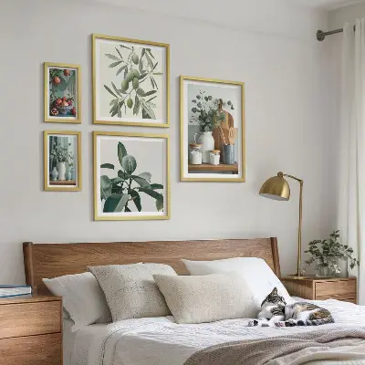 Set of 5 wall art pieces Natural Scandinavian plants