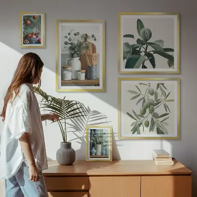 Set of 5 wall art pieces Natural Scandinavian plants