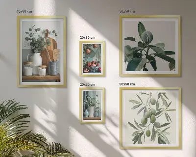 Natural Scandinavian plants wall art set of 5 pieces
