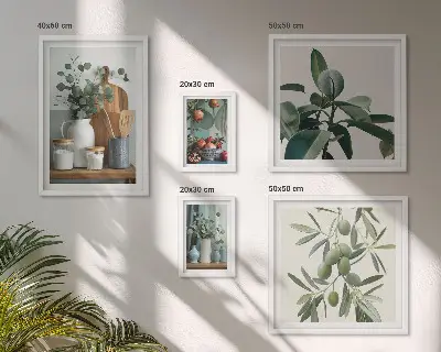 Set of 5 wall art pieces Natural Scandinavian plants