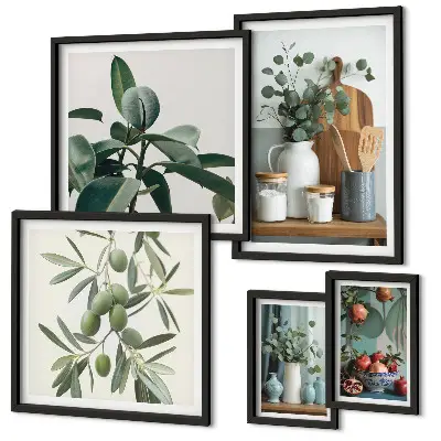 Set of 5 wall art pieces Natural Scandinavian plants