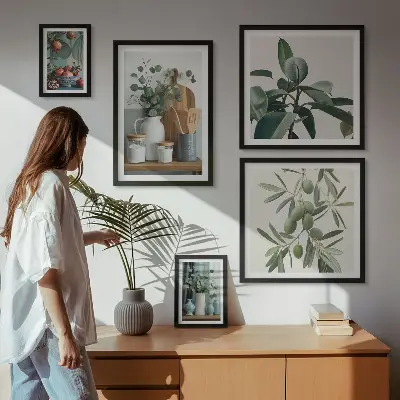 Set of 5 wall art pieces Natural Scandinavian plants