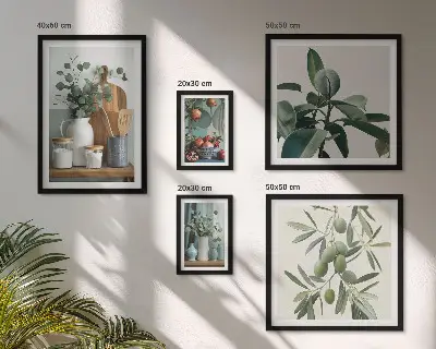 Natural Scandinavian plants wall art set of 5 pieces