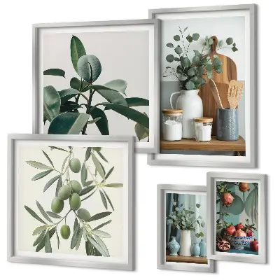 Set of 5 wall art pieces Natural Scandinavian plants