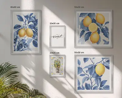 Framed photo set Lemon rustic accents