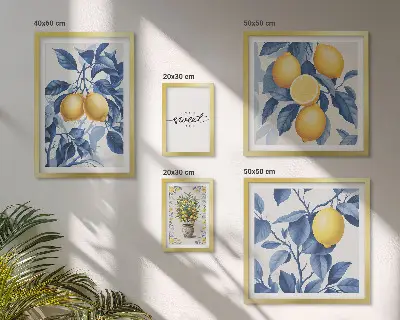 Framed photo set with rustic lemon accents
