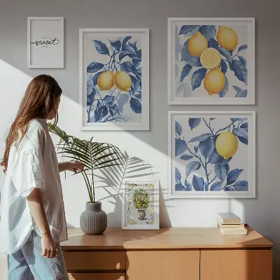 Framed photo set with rustic lemon accents