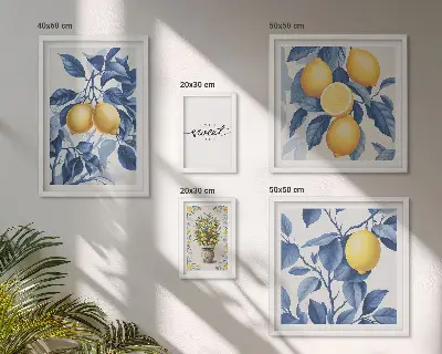 Framed photo set Lemon rustic accents