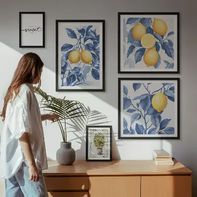Framed photo set with rustic lemon accents