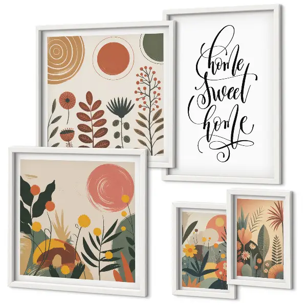 Framed photo set Stylish plant decorations