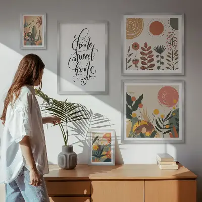 Framed photo set Stylish plant decorations