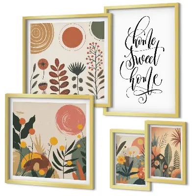 Framed photo set Stylish plant decorations