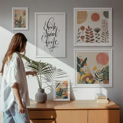 Framed photo set Stylish plant decorations