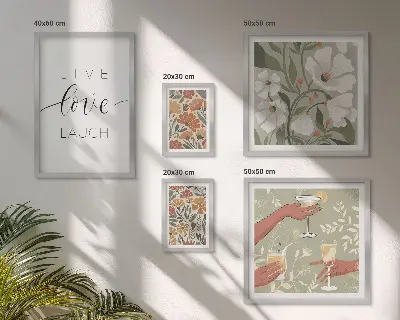 Set of 5 wall art pieces Stylish floral graphics slogans
