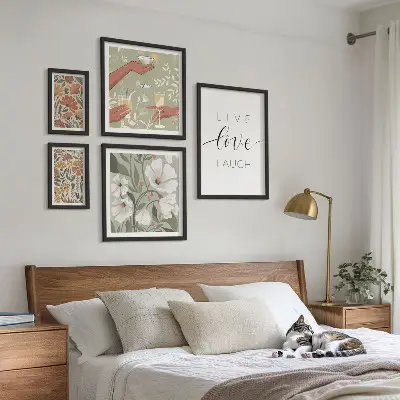 Set of 5 wall art pieces Stylish floral graphics slogans