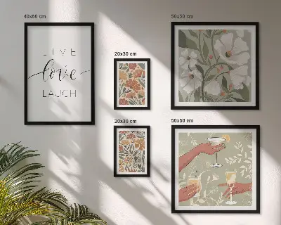Set of 5 wall art pieces Stylish floral graphics slogans