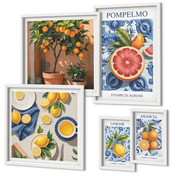 Citrus vintage decorations framed photo set