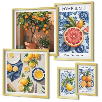 Citrus vintage decorations framed photo set
