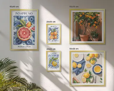 Citrus vintage decorations framed photo set