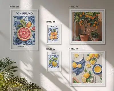 Citrus vintage decorations framed photo set