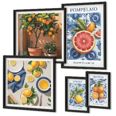 Citrus vintage decorations framed photo set