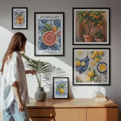 Citrus vintage decorations framed photo set