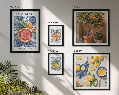 Citrus vintage decorations framed photo set