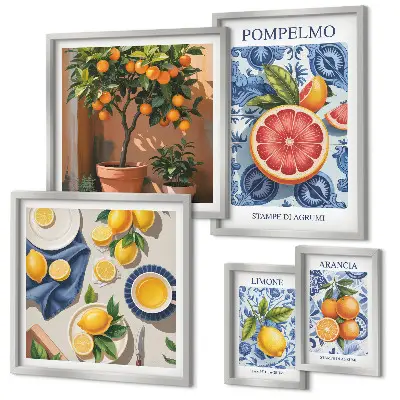 Citrus vintage decorations framed photo set