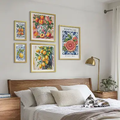 Sunny vintage citrus wall art set of 5 pieces