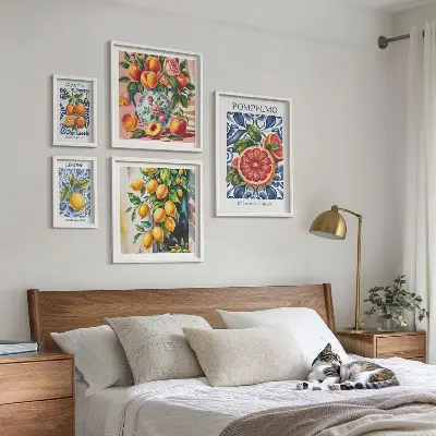 Set of 5 wall art pieces Sunny vintage citrus