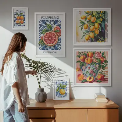 Sunny vintage citrus wall art set of 5 pieces