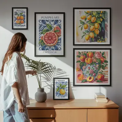 Sunny vintage citrus wall art set of 5 pieces