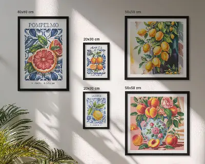 Set of 5 wall art pieces Sunny vintage citrus