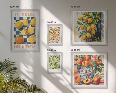 Framed photo set citrus retro theme for the kitchen