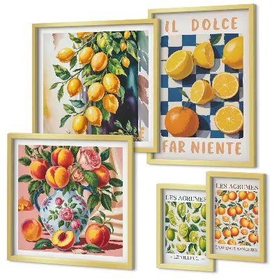 Framed photo set Citrus retro in the kitchen