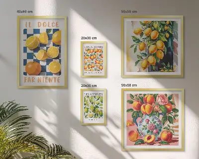 Framed photo set Citrus retro in the kitchen