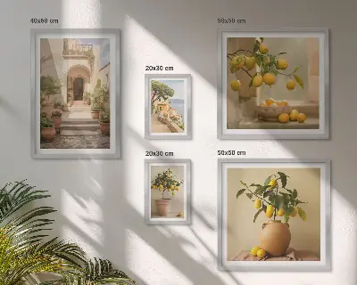 Set of 5 wall art pieces Stylish citrus decorations