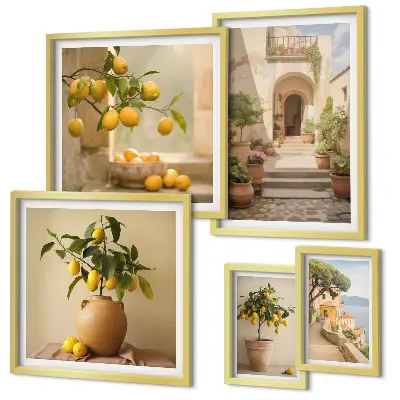 Set of 5 wall art pieces Stylish citrus decorations