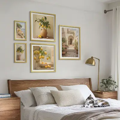 Set of 5 wall art pieces Stylish citrus decorations