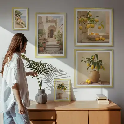 Set of 5 wall art pieces Stylish citrus decorations