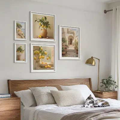 Set of 5 wall art pieces Stylish citrus decorations