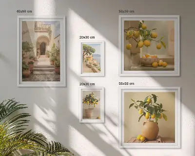 Set of 5 wall art pieces Stylish citrus decorations