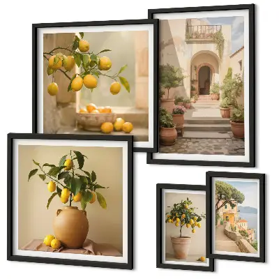 Set of 5 wall art pieces Stylish citrus decorations