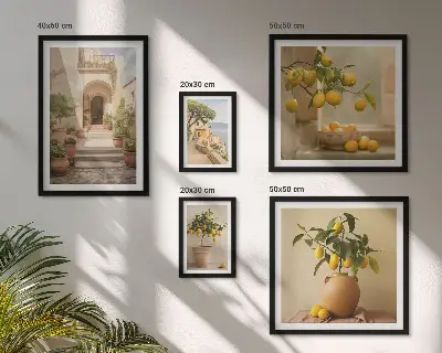 Set of 5 wall art pieces Stylish citrus decorations