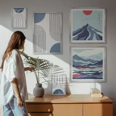 Gallery wall abstract landscapes and geometry print set