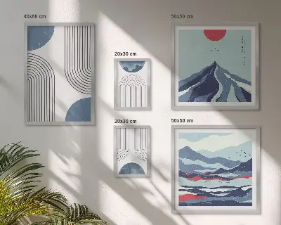 Gallery wall abstract landscapes and geometry print set