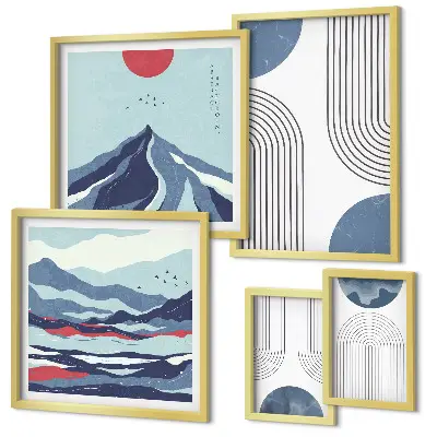 Gallery wall abstract landscapes and geometry print set