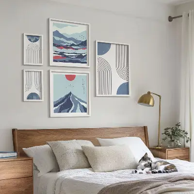 Gallery wall abstract landscapes and geometry print set
